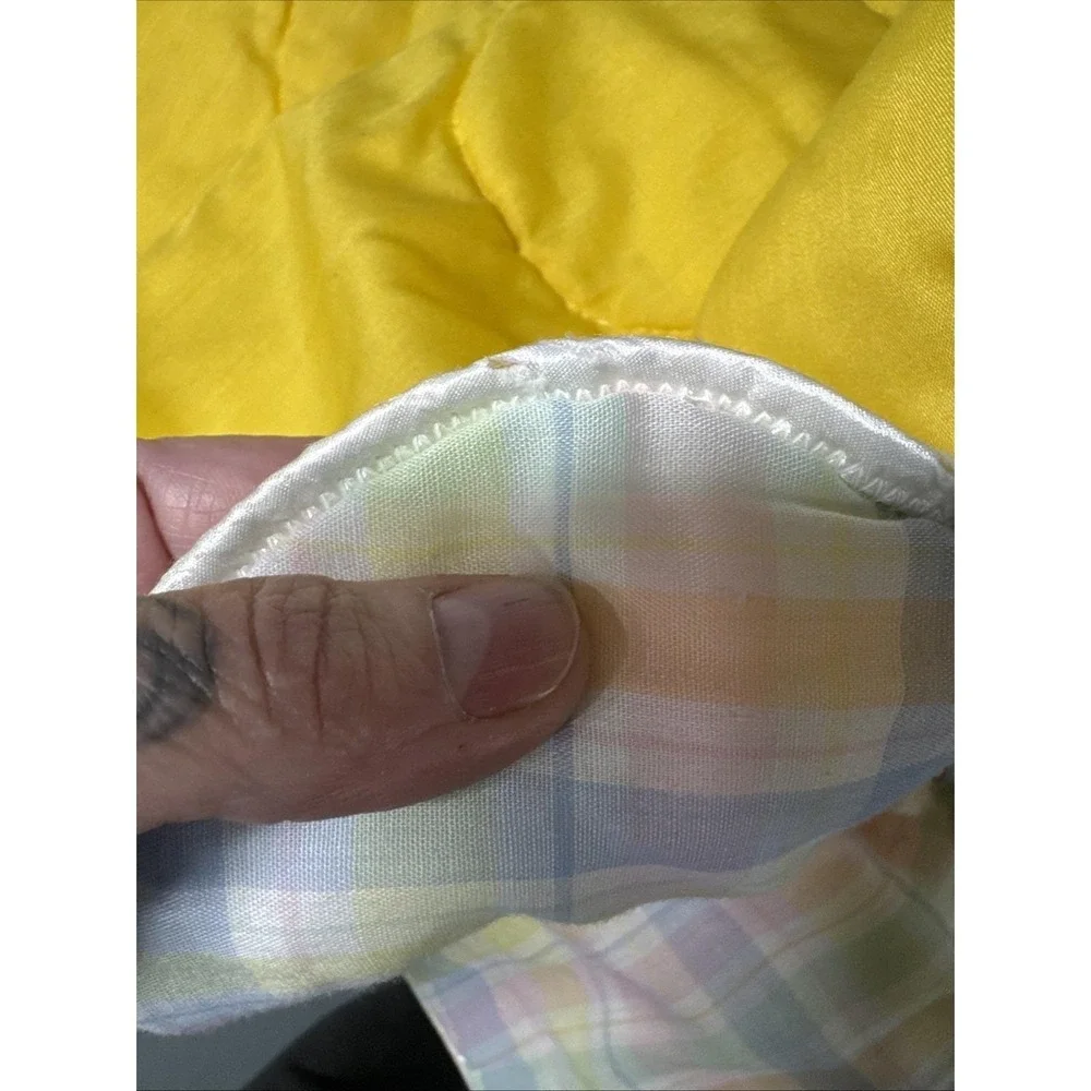 VTG Bear Crib Blanket‎ Baby Quilt Pastel Plaid Yellow 1980s Floor Play USA